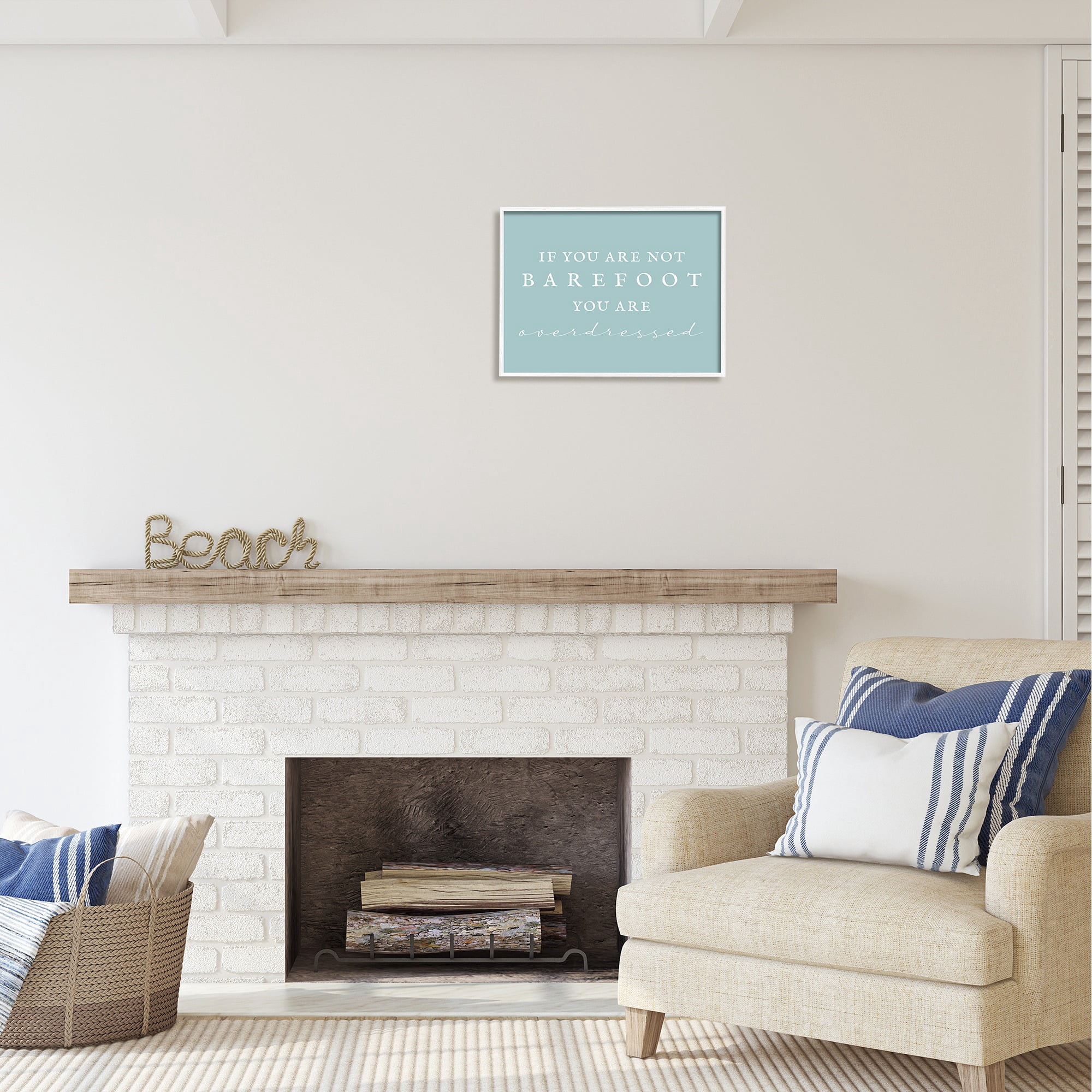 Stupell Industries Not Barefoot is Overdressed Inspirational Painting White Framed Art Print Wall Art, 20 x 16
