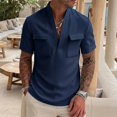 thumbnail image 6 of Kezqiaxn Mens Short Sleeve Shirts Summer Casual V-Neck Business Work Tops with Pockets Mens Shirt Plus Size Fashion, 6 of 6