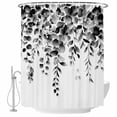 thumbnail image 2 of Grey Eucalyptus Waterproof Fabric Shower Curtain,Gradient Retro Watercolor Leaves Waterproof Fabric Shower Curtain for Bathroom Curtains Bathtubs Hotel Shower Curtains with 12 Hooks Extra Long 72x84, 2 of 8