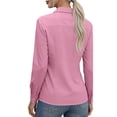thumbnail image 6 of Ecqkame Womens Button Up Shirts Solid Color Long Sleeve Turn Down Collar Tops Casual Loose Formal Office Daily Blouse Pink XL, 6 of 8
