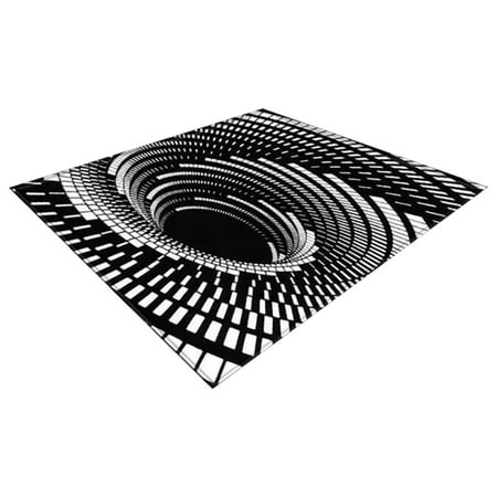 

Zedker Bath Rugs 3D Vortex Rug Carpet Black White Non-Slip Soft Foot Mat Cushion For Bedrooms Area Rug