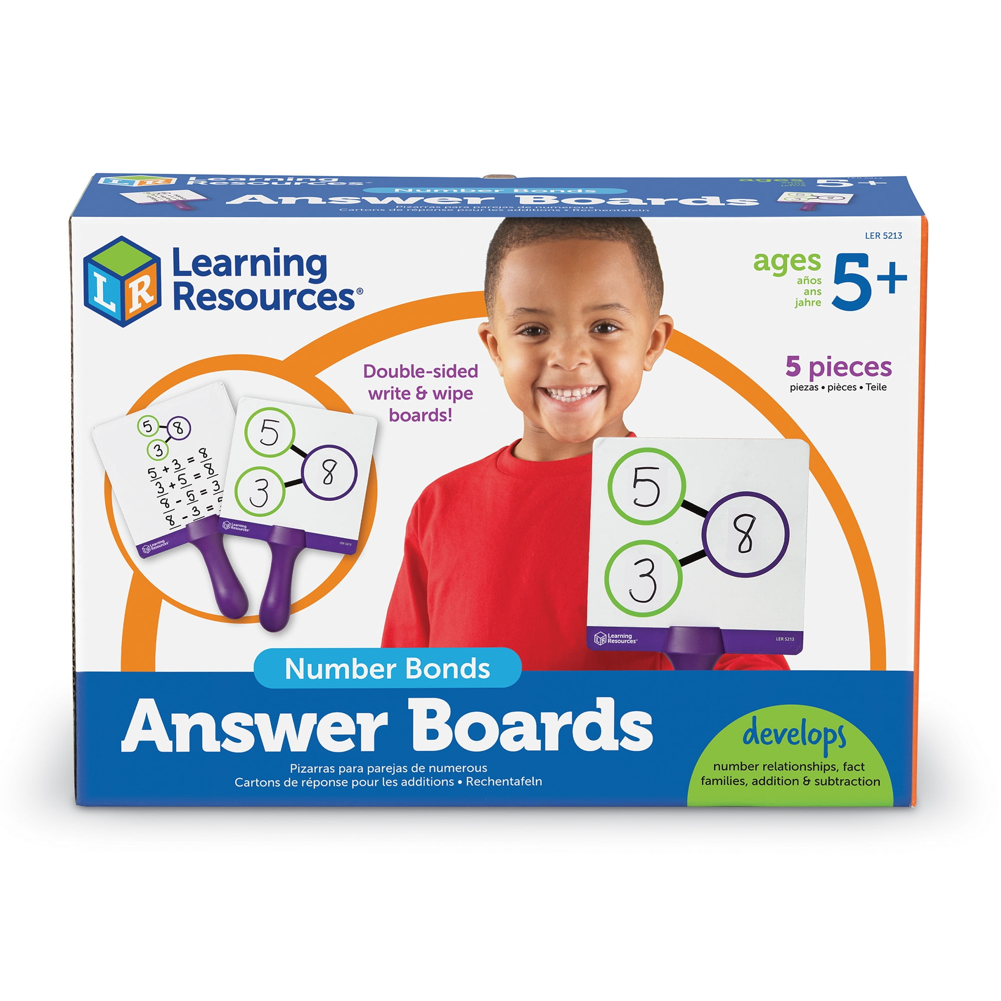 LEARNING RESOURCES WRITE & WIPE FACT FAMILY BOARDS 5PK 