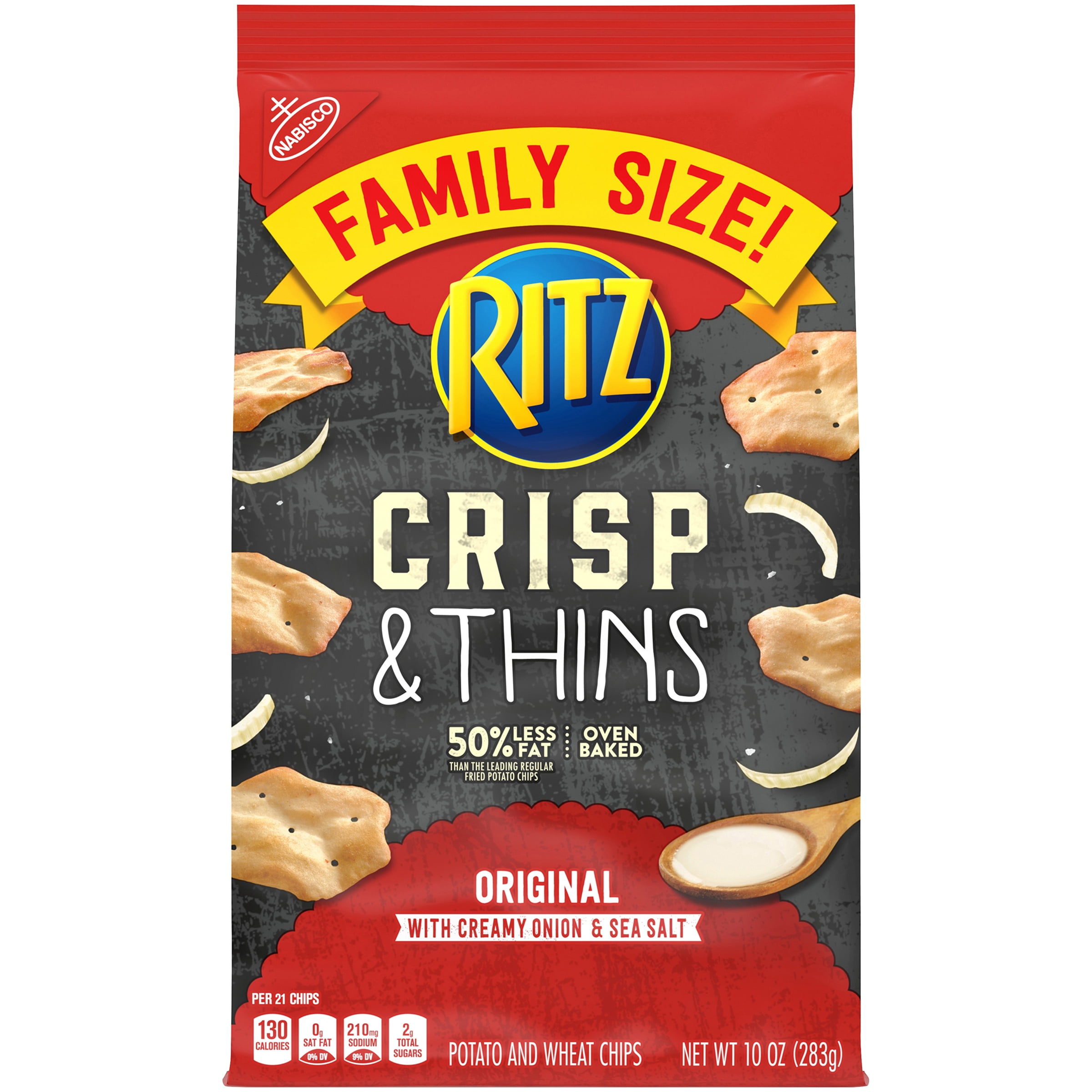 RITZ Crisp and Thins Original with Creamy Onion and Sea Salt, Family