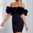 thumbnail image 5 of IROINNID Deals Cocktail Dress for Women Wedding Guest Solid Color Sexy Off Shoulder Wrap Hip Dress Cocktail Dress,Black, 5 of 9