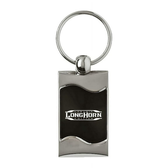 Dodge Longhorn Laramie Rectangular Wave Key Ring (Black)