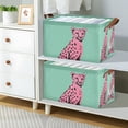 thumbnail image 2 of Yayeee Foldable Storage Basket for Shelves with Handles Waterproof Cloth Bins, Pink Cheetah, 2 of 7
