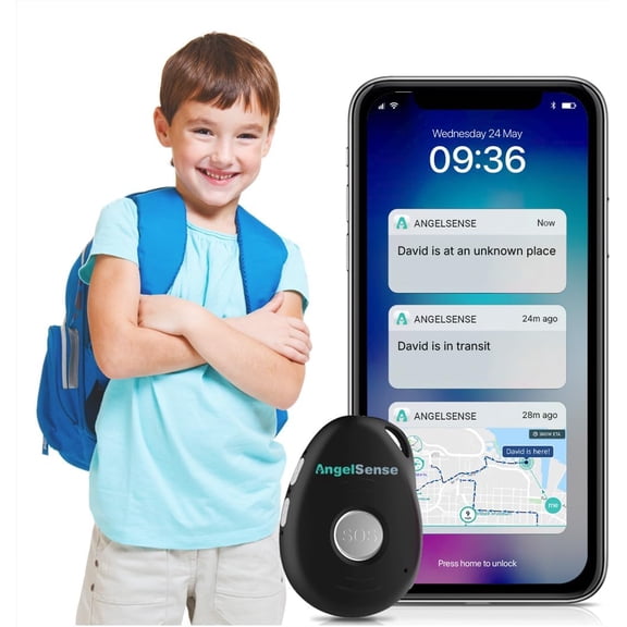 AngelSense GPS Tracker for Kids with Special Needs, Autism and Elderly Dementia- Safety Monitor, SOS Button, 2-Way Speakerphone, Real Time Location Alerts, School Bus Tracking - Subscription Required
