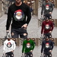 thumbnail image 1 of UVEASISHA Offre à Durée Limitée T-Shirts de Noël pour Hommes à Manches Longues Col Ras du Cou T-Shirts Grande Taille Imprimé Père Noël T-Shirts Graphiques Amusants pour Hommes Cadeaux de Noël Mode Hipster Tee Hauts Gris Foncé S, 1 of 6