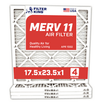 Filter King 17.5x23.5x1 Air Filter | 4-PACK | MERV 11 HVAC Pleated A/C Furnace Filters | MADE IN USA | Actual Size: 17.1 x 23.1 x .75"