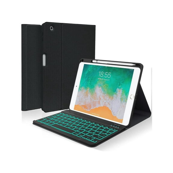 Keyboard case for iPad 5th/6th Generation 2017/2018, 9.7 Inch iPad Air 2 / Air 1 Case with Keyboard, Removable Wireless Backlit Keyboard Detachable, Folio Smart Cover, Tablet Case with Pencil Holder