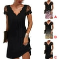 thumbnail image 3 of Guardurnaity Vestido corto de encaje de manga corta para mujer, informal, para cena, fecha, compromiso nocturno, fiesta de verano, diario, ropa de Vestidos Oro 4XL Guardurnaity AP010367-15, 3 of 5