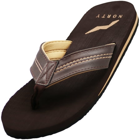 

NORTY Mens Flip Flops Adult Male Beach Thong Sandals Brown