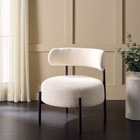 Safavieh Cardan Scandinavian Metal and Plywood Dining Side Chairs Cream / Black