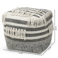 thumbnail image 6 of Bowery Hill Traditional Grey and Ivory Handwoven Cotton Pouf Ottoman, 6 of 6