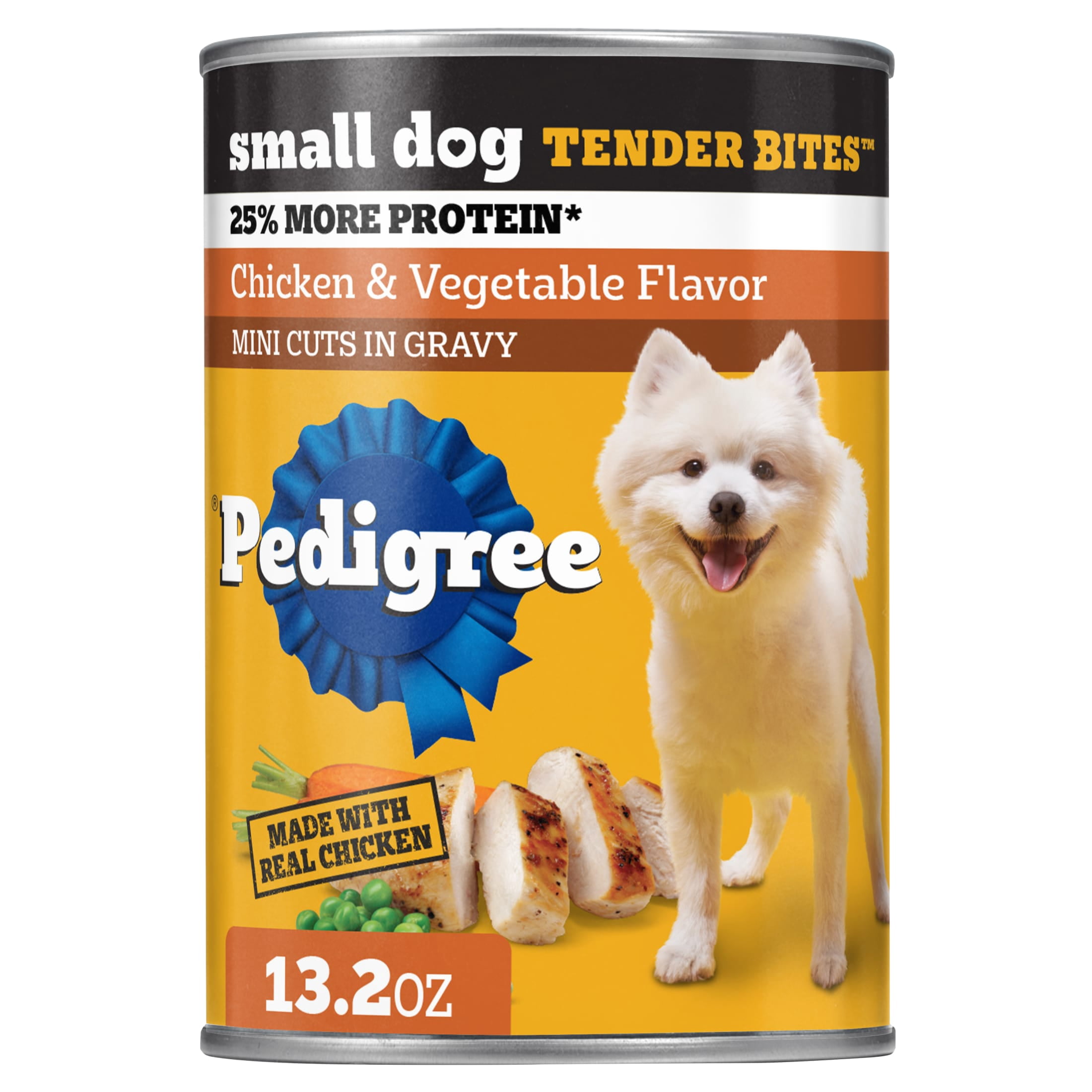 (12 pack) Pedigree Small Dog Tender Bites In Gravy Wet Dog Food, Chicken & Vegetable Flavor, (12) 13.2 oz Cans