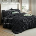 thumbnail image 5 of King Size Comforter Set Black - Bed in a Bag Bedding Set 7 Pieces, GentleSoft™ Pintuck Bed Set Gift for Family, Pinch Pleat Black Comforter with Sheets, Pillowcases & Shams, 5 of 6