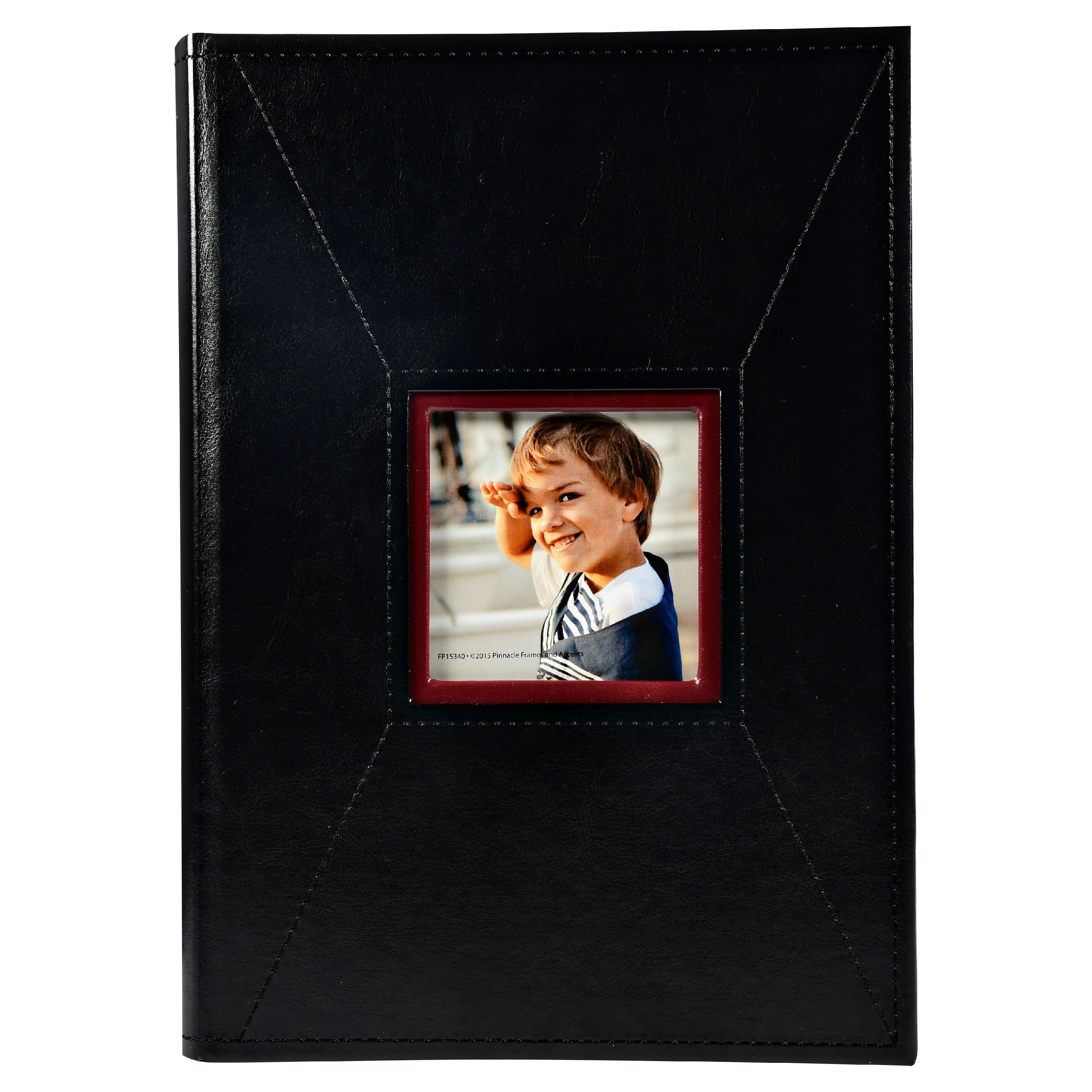 Holds 300 Pockets Black Leather Window Cover Design Bookshelf Photo Albums Acid-Free Black Inner Page Pictures Photo Book for Family Wedding Baby Friend Pet Photo Album for 4x6 Photos