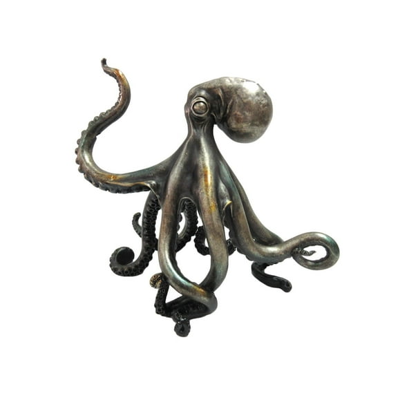 Rustic Silver Octopus Home Decor Standing Figurine, 10 1/4 Inch