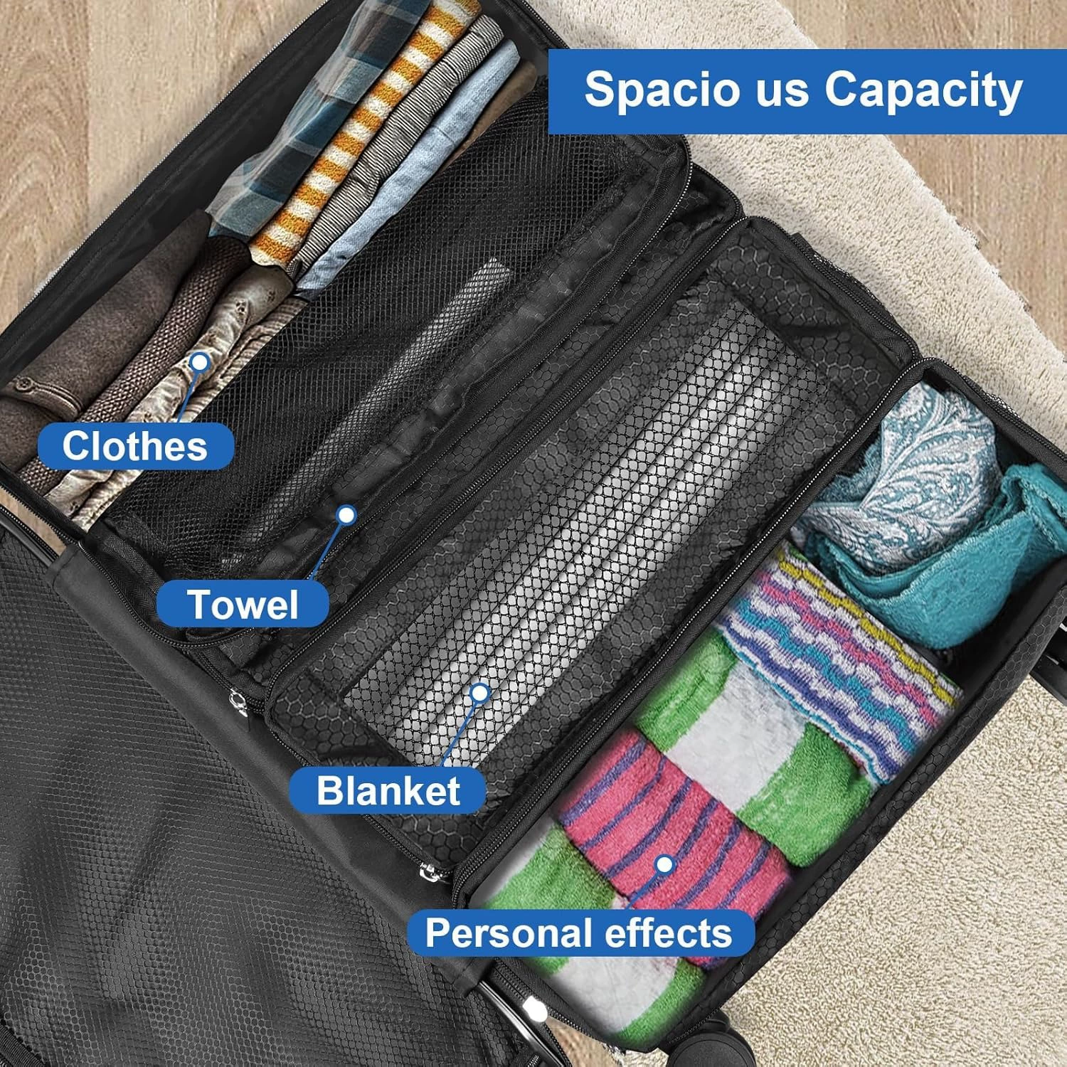 Suitcase Organizer Travel Bags Organizer for Luggage Compression Hanging Packing Cubes for Travel Carry on Closet (Bag Only)black