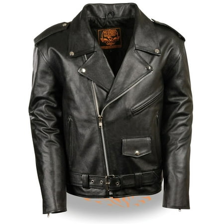 Milwaukee Leather Mens Classic Police Style Black Leather Motorcycle