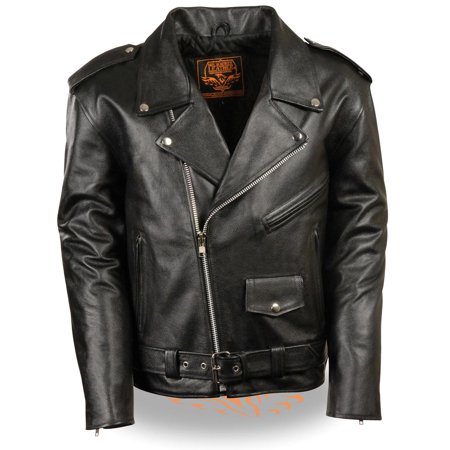 Milwaukee Leather Mens Classic Police Style Black Leather Motorcycle (Best Mink Oil For Leather Jackets)