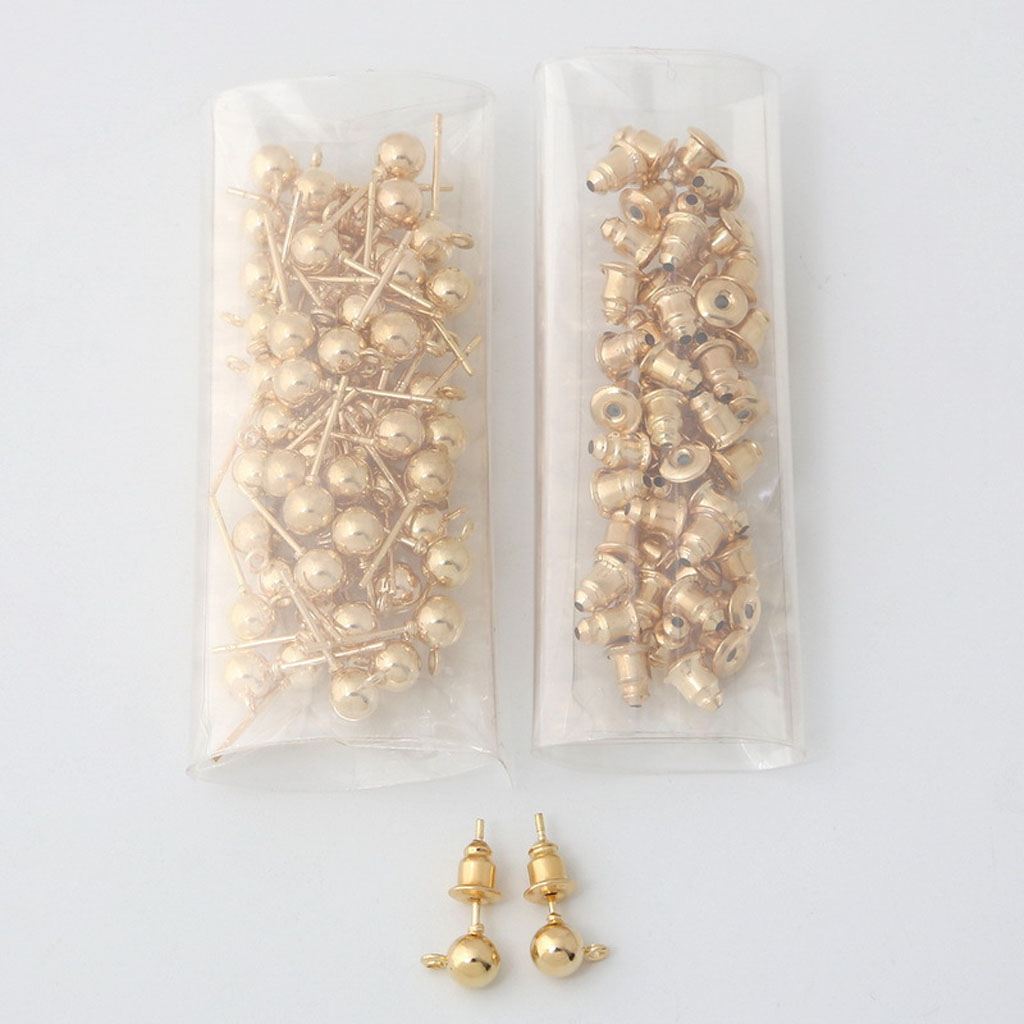 ZUARFY 50 Sets Earring Studs Ear Pin Ball Post with Earring Backs DIY Jewelry Findings - image 4 of 19