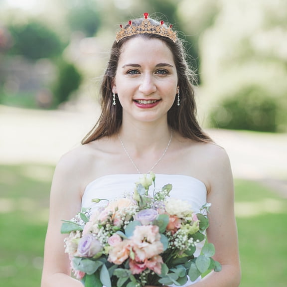 LOLIPPYY Fashion Headwear Red Baroque Bride Crown Wedding Decoration with Unique Craftsmanship