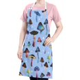thumbnail image 5 of Colorful Mushroom Light Blue Apron-Garden Aprons for Women with Pockets-Cotton Linen Waterproof Kitchen Cooking Gardening Aprons Adjustable for Kitchen,Cooking,BBQ and Salon 33x27 Inch, 5 of 7