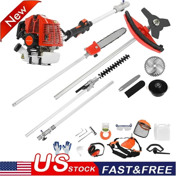 Petrol Hedge Trimmer Chainsaw Brush Cutter, Gas Weed Wacker 52cc 2-Stroke Multi Tools Gas Lawn Mower Guard Accessories Hedge Trimmer Grass Trimmer Lawn Edger for Home Yard Garden 5 in 1