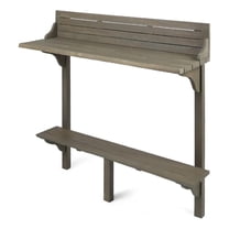 Benjara Outdoor Balcony Bar Table- Slim Design Gray Wood Frame- 50 Inch