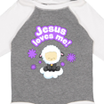 thumbnail image 4 of Inktastic Jesus Loves Me Cute Lamb and Flowers Boys or Girls Long Sleeve Baby Bodysuit, 4 of 5