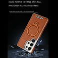 thumbnail image 5 of For Samsung Galaxy S23 Ultra Luxury PU Leather Case with Kickstand 360°Rotatable Invisible Magnetic Ring Stand [Compatible with MagSafe] [Wireless Charging] Phone Cover,Darkbrown, 5 of 9