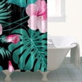 thumbnail image 5 of Exotic Palm Tree Coastal Paradise Fabric Shower Curtain, Waterproof Boho Artistic Design with Hawaiian Beach Landscape and Safari Jungle Island Patterns, Includes 6 Hooks, 5 of 5