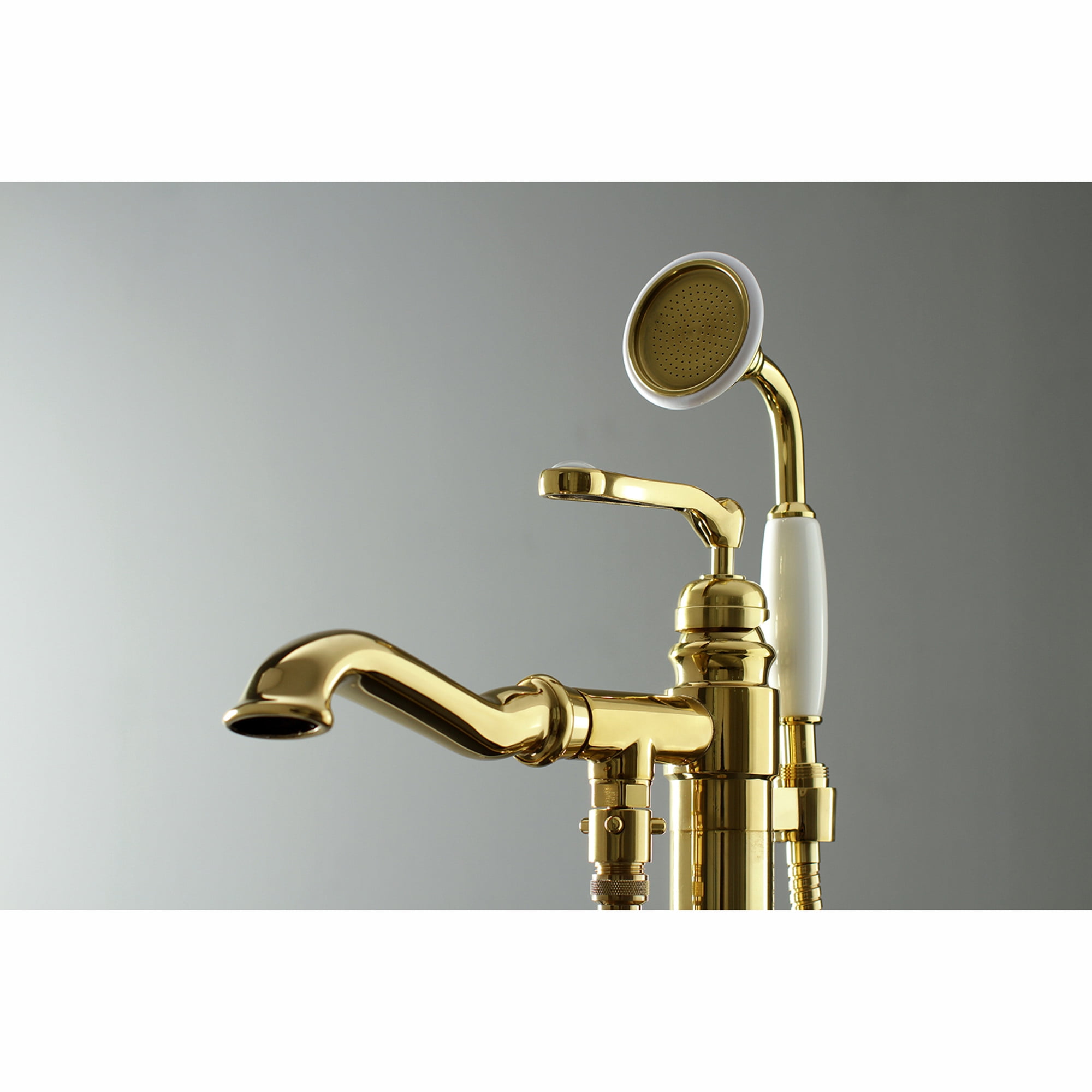 Kingston Brass KS7012RL Royale Freestanding Tub Faucet with Hand Shower, Polished Brass