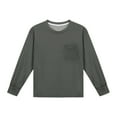 thumbnail image 5 of HAOTAGS Big Girls Long Sleeve T-shirts(5-14), Casual Round Neck Pocket Tee Daily School Pullover Tops Dark Gray 5 Years, 5 of 9