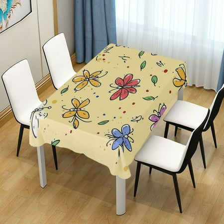 

54x72 Inch Tablecloth Polyester Square Tablecloth for Home Kitchen Dinner Decor Line Drawings Of Cartoon