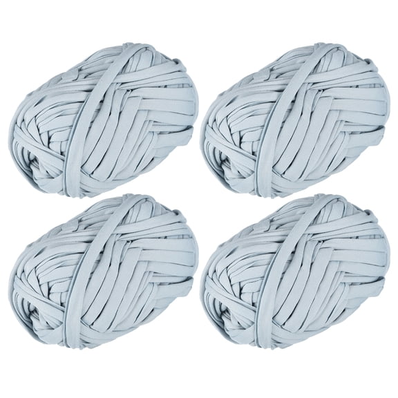 Elastic Fabric Cloth Yarn, 14.11oz/ 400g T Shirt Crochet Yarns for DIY Bag Carpet Cushion 4 Rolls, Ice Blue