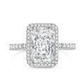 thumbnail image 4 of Eclet Jewels White Gold Over 14k Silver Diamond Ring - 2.1 Ct VVS1/D Radiant Cut Lab Created Simulated Diamond Ring - Halo Solitaire with Accent Engagement Ring - Forever Diamond Ring for Women's, 4 of 11