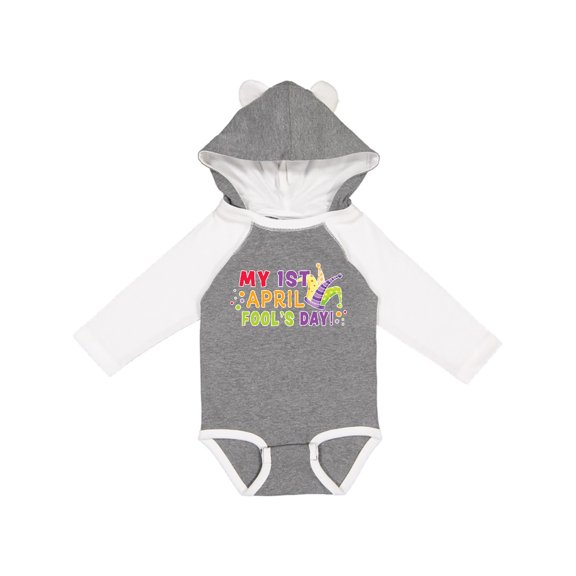 Inktastic My 1st April Fools Day with Jester Hat Boys or Girls Long Sleeve Baby Bodysuit