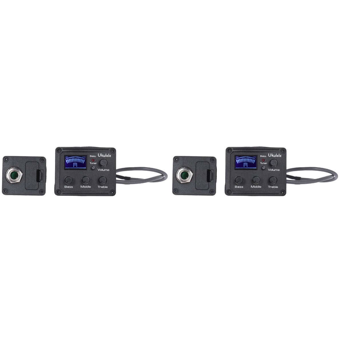 FRCOLOR 2pcs Ukelele Piezo Pickup EQ Amp for Ukulele LCD Display Tuner 3-Band EQ Equalizer