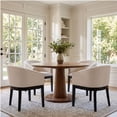 thumbnail image 4 of Guyou Modern Upholstered Dining Chairs Set of 4, Farmhouse Linen Kitchen & Dining Room Chairs with Armrests, 18" W Wooden Barrel Accent Chair Armchair for Dining Room Living Room Bedroom, Cream, 4 of 15