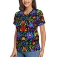 thumbnail image 2 of Vsdgher Colorful Floral Women Shirts V Neck Short Sleeve Tops T-Shirt Basic Tees, S to 3XL3X-Large, 2 of 5