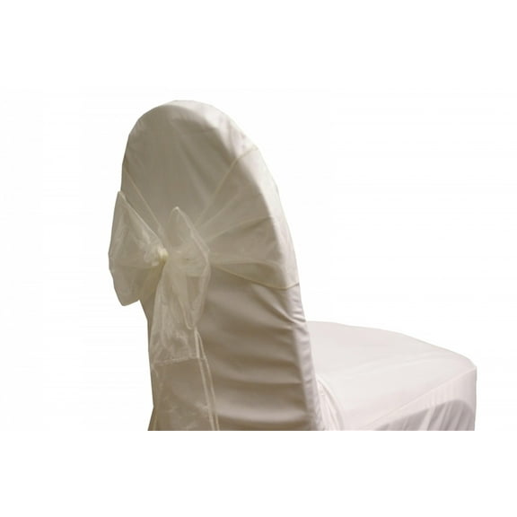 6 Chair Bow Organza Sashes Chair Wedding Party Bows 9" x 10ft - Ivory