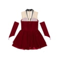 thumbnail image 6 of Zaldita Kids Girls Sparkle Figure Ice Skating Dance Dress Ballet Leotard Dress and Gloves Lyrical Jazz Modern Dancewear Burgundy 6, 6 of 7