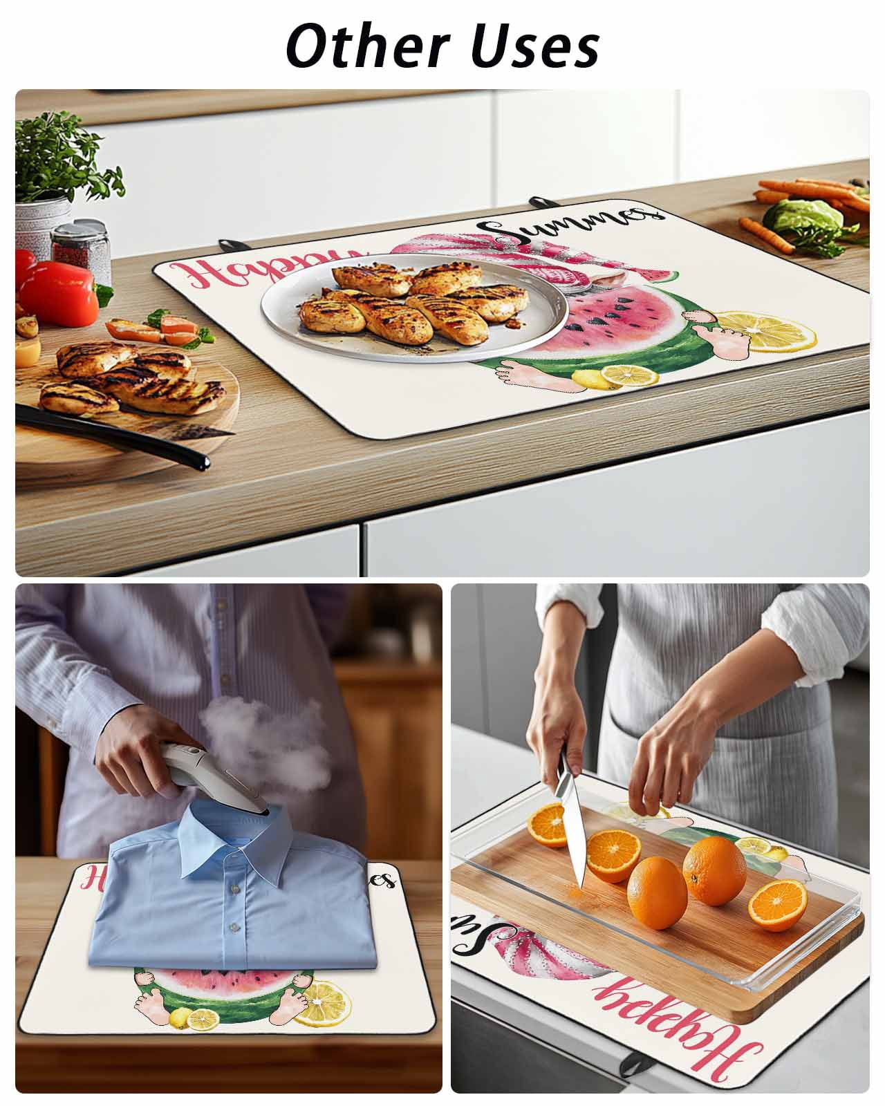Stove Top Covers for Electric Stove 28.5x20.5 Inches, Cute Gnomes Heat Insulation Fireproof Glass Cooktop Protector, Red Watermelon Summer Country Rustic Retro Countertop Stovetop Cover for Kitchen