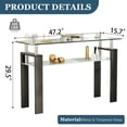thumbnail image 4 of Rectangle Glass Console Table, 47.2" 2-Tier Modern Narrow Table with Storage Shelf for Hallway, Entryway, Living Room, 4 of 7