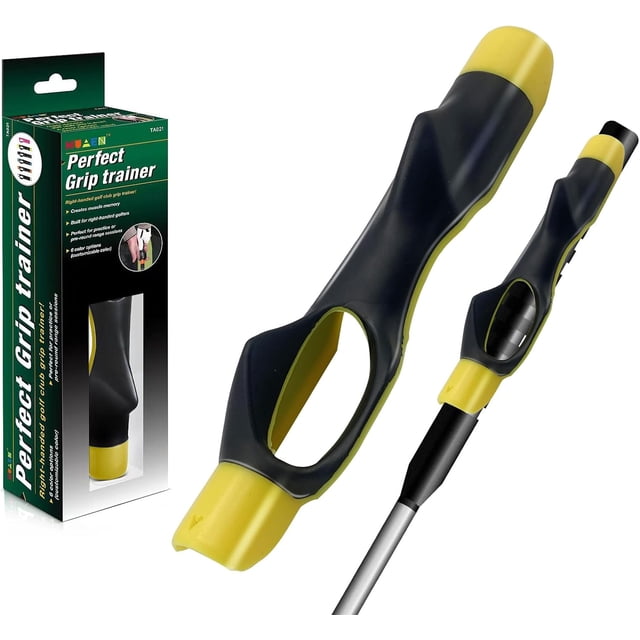 Golf Grip Trainer, Golf Training Aid, Golf Grip Kit Club Grips, Grip Trainer Golf Club to Help Train Correct Hand Position Yellow