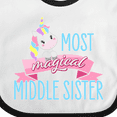 thumbnail image 4 of Inktastic Most Magical Middle Sister- Cute Unicorn Girls Baby Bib, 4 of 4