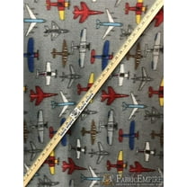 Fleece Printed Fabric ASSORTED AIRPLANES ALL OVER / 58" Wide / Sold by the yard