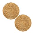 thumbnail image 1 of Kearding 2 piezas de manteles individuales tejidos redondos, manteles de paja Natural para cubiertos, manteles hechos a mano con aislamiento térmico, Suministros de limpieza para el hogar 35cm Kearding HA023961-02, 1 of 5